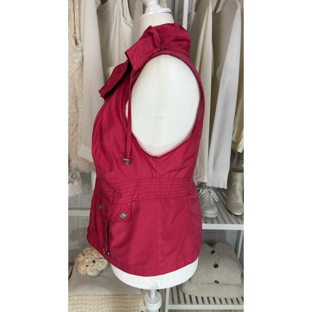 CJ Banks Women's Size X (14W)Pink Ruffle Drawstring Collar Zip Up Vest #0494 - Picture 4 of 13